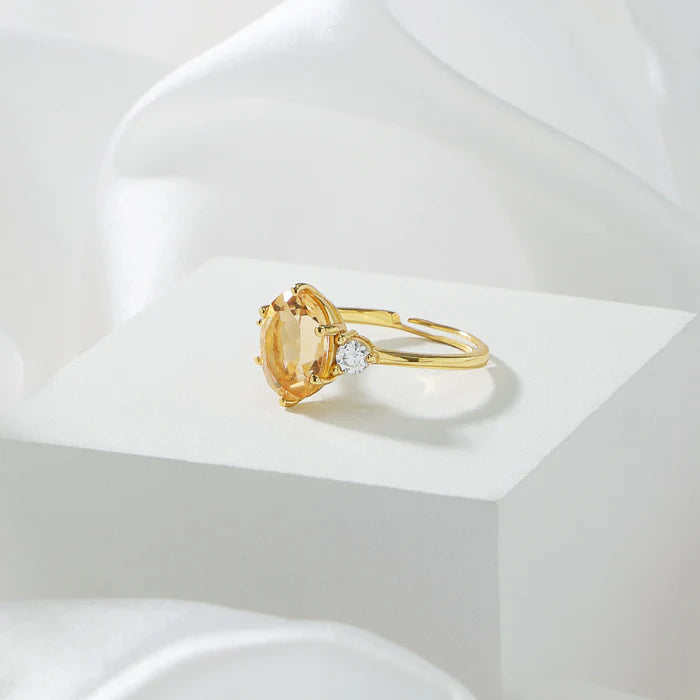 Bolivian Citrine Adjustable Ring For Female