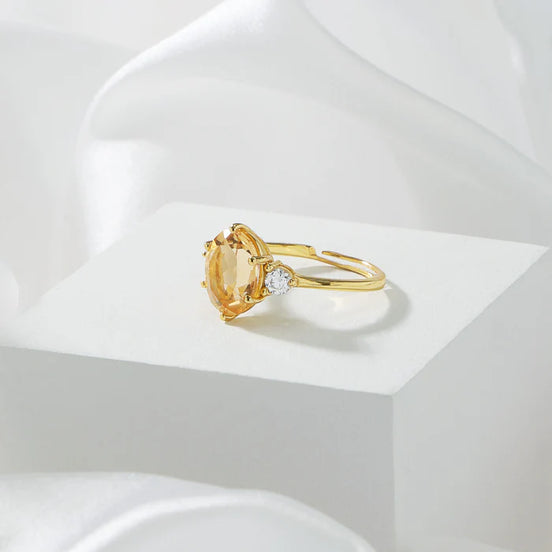 Bolivian Citrine Adjustable Ring For Female