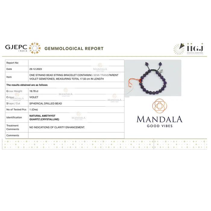 Brazilian Dark Amethyst Bracelet Wavelength 730 THz