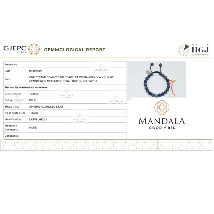 Afgan Lapis Lazuli Bracelet Wavelength 430 THz