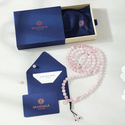 Madagascan Rose Quartz Mala Wavelength 450 THz