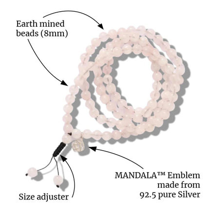 Madagascan Rose Quartz Mala Wavelength 450 THz