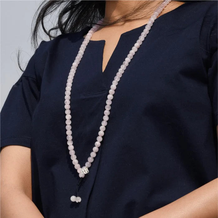 Madagascan Rose Quartz Mala Wavelength 450 THz